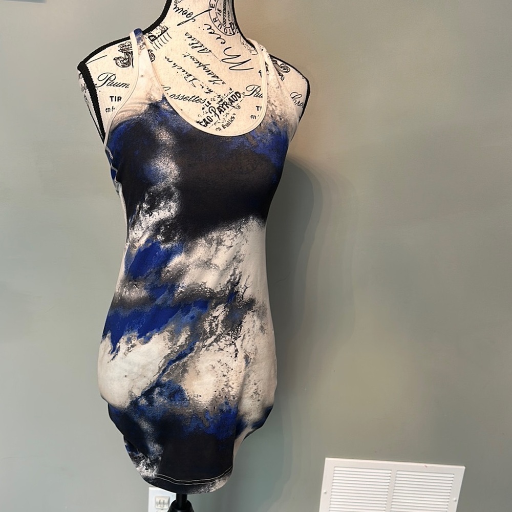 Lululemon Cool Racerback Tank Milky Way Blue Black Galaxy Size 6 Longer Length